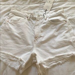 Zara white high waisted jean shorts